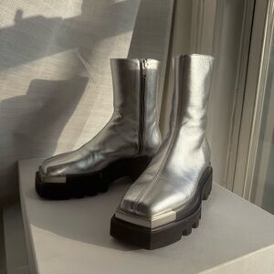 Unisex Peter Do Silver Platform Ankle Boots